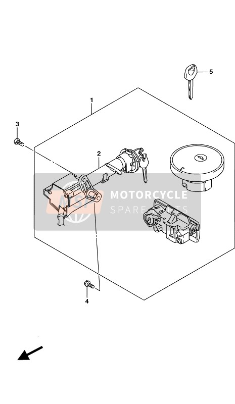 Suzuki UH200A BURGMAN 2017 Conjunto de bloqueo para un 2017 Suzuki UH200A BURGMAN